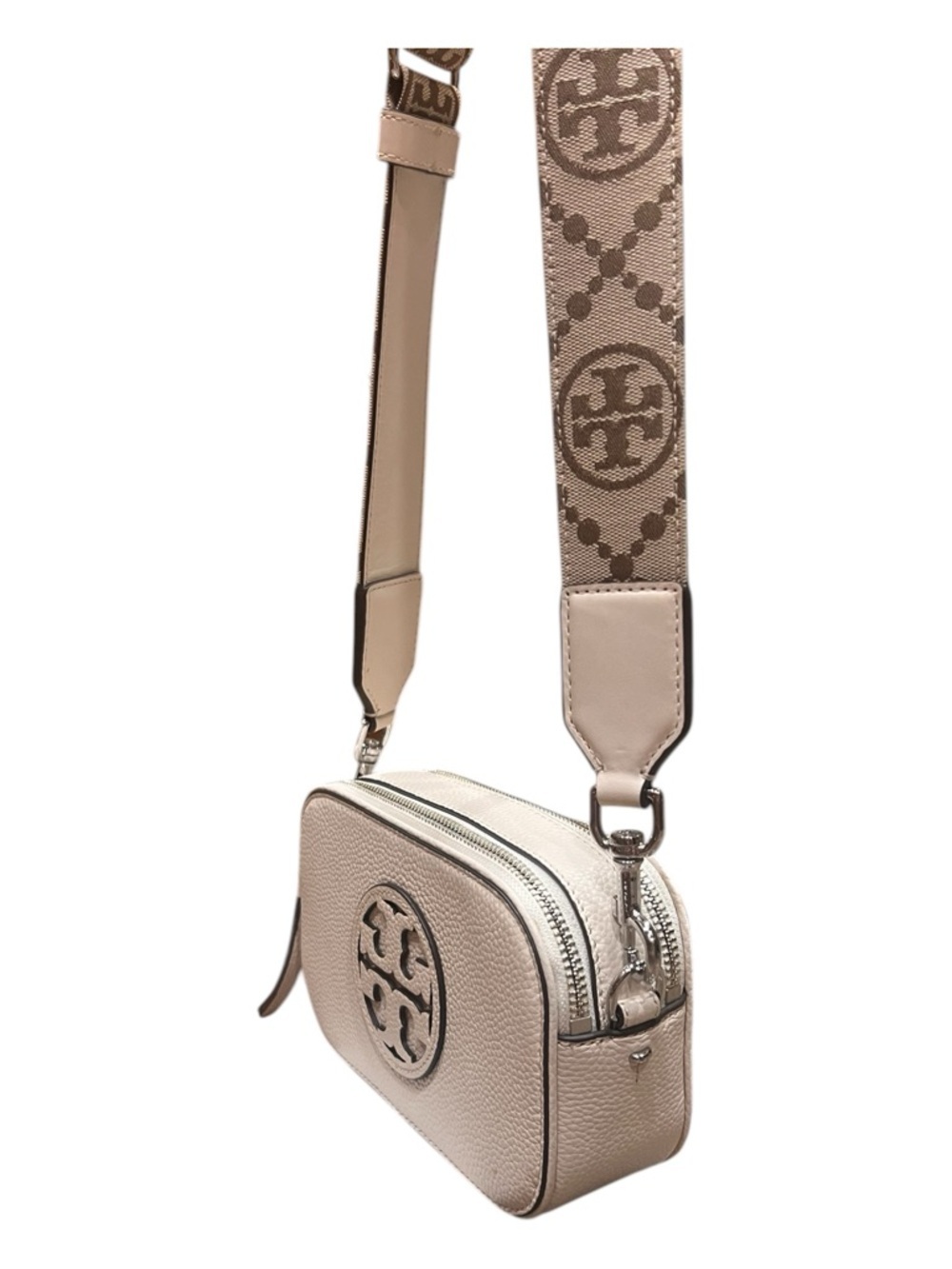 Tory Burch MINI MILLER LEATHER BEIGE CROSSBODY BAG